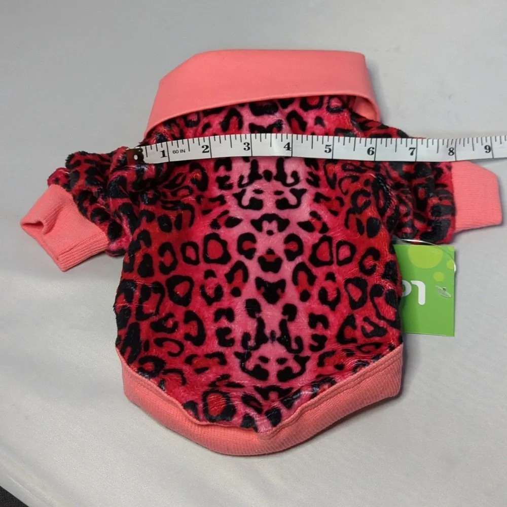 Lovinpet Pink Animal Print Fleece Dog Sweater Size XS